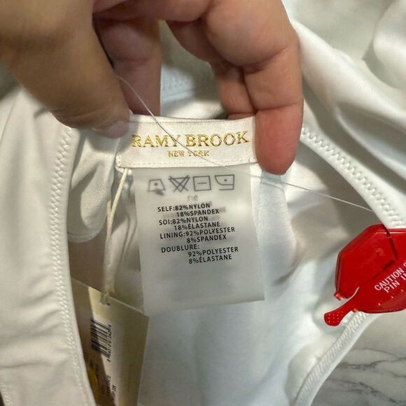 NEW Ramy Brook Annka Plunging One Piece Swimsuit White Halter One-Piece Size L - Picture 7 of 10